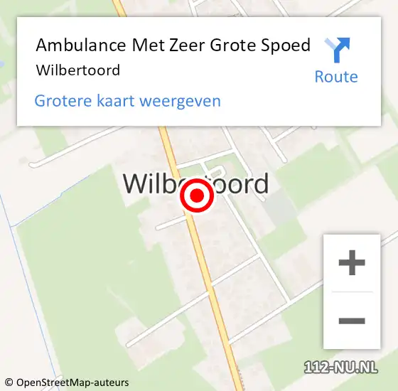 Locatie op kaart van de 112 melding: Ambulance Met Zeer Grote Spoed Naar Wilbertoord op 11 maart 2024 02:03
