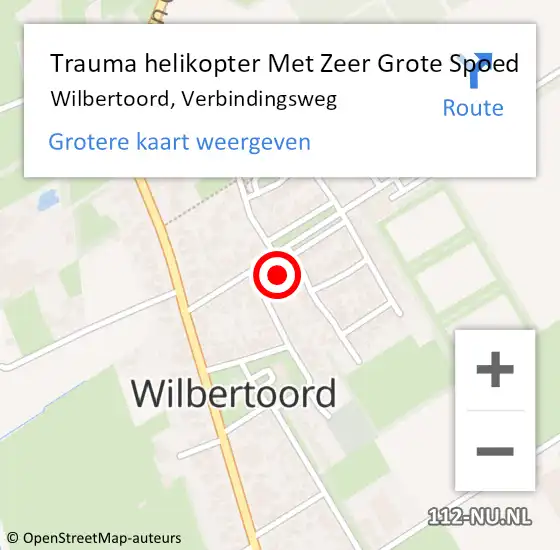 Locatie op kaart van de 112 melding: Trauma helikopter Met Zeer Grote Spoed Naar Wilbertoord, Verbindingsweg op 11 maart 2024 02:04