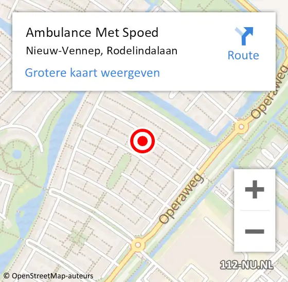 Locatie op kaart van de 112 melding: Ambulance Met Spoed Naar Nieuw-Vennep, Rodelindalaan op 11 maart 2024 02:35