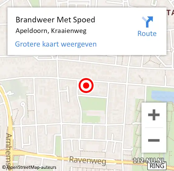 Locatie op kaart van de 112 melding: Brandweer Met Spoed Naar Apeldoorn, Kraaienweg op 11 maart 2024 04:21