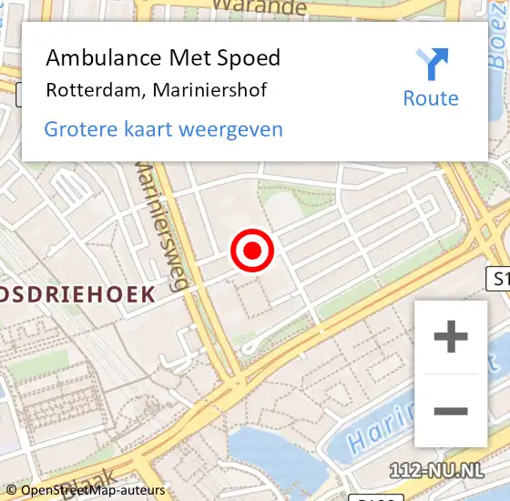Locatie op kaart van de 112 melding: Ambulance Met Spoed Naar Rotterdam, Mariniershof op 11 maart 2024 04:30