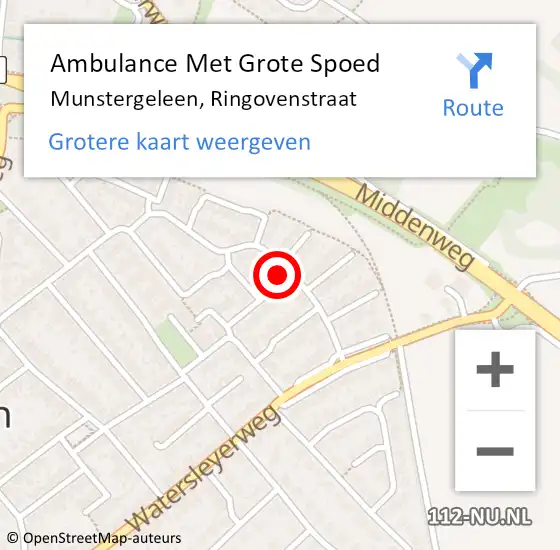 Locatie op kaart van de 112 melding: Ambulance Met Grote Spoed Naar Munstergeleen, Ringovenstraat op 28 september 2014 19:00