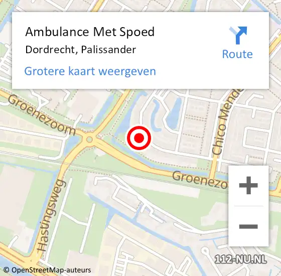 Locatie op kaart van de 112 melding: Ambulance Met Spoed Naar Dordrecht, Palissander op 11 maart 2024 06:46