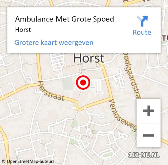 Locatie op kaart van de 112 melding: Ambulance Met Grote Spoed Naar Horst op 11 maart 2024 07:29