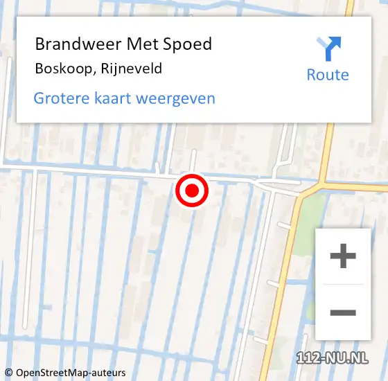 Locatie op kaart van de 112 melding: Brandweer Met Spoed Naar Boskoop, Rijneveld op 11 maart 2024 07:46