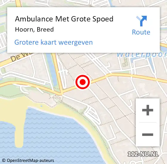 Locatie op kaart van de 112 melding: Ambulance Met Grote Spoed Naar Hoorn, Breed op 11 maart 2024 08:09