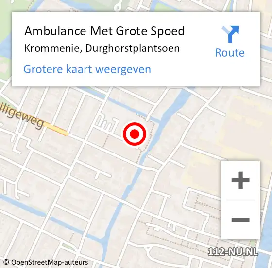 Locatie op kaart van de 112 melding: Ambulance Met Grote Spoed Naar Krommenie, Durghorstplantsoen op 11 maart 2024 08:24