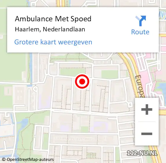 Locatie op kaart van de 112 melding: Ambulance Met Spoed Naar Haarlem, Nederlandlaan op 11 maart 2024 08:27