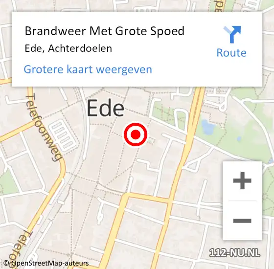 Locatie op kaart van de 112 melding: Brandweer Met Grote Spoed Naar Ede, Achterdoelen op 11 maart 2024 09:00