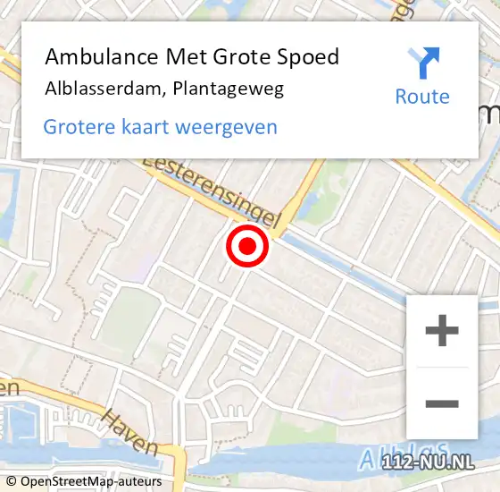 Locatie op kaart van de 112 melding: Ambulance Met Grote Spoed Naar Alblasserdam, Plantageweg op 11 maart 2024 09:20