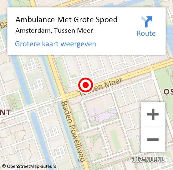 Locatie op kaart van de 112 melding: Ambulance Met Grote Spoed Naar Amsterdam, Tussen Meer op 11 maart 2024 09:39