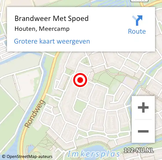 Locatie op kaart van de 112 melding: Brandweer Met Spoed Naar Houten, Meercamp op 11 maart 2024 09:54