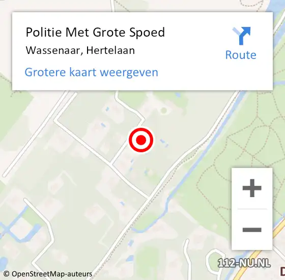 Locatie op kaart van de 112 melding: Politie Met Grote Spoed Naar Wassenaar, Hertelaan op 11 maart 2024 09:59