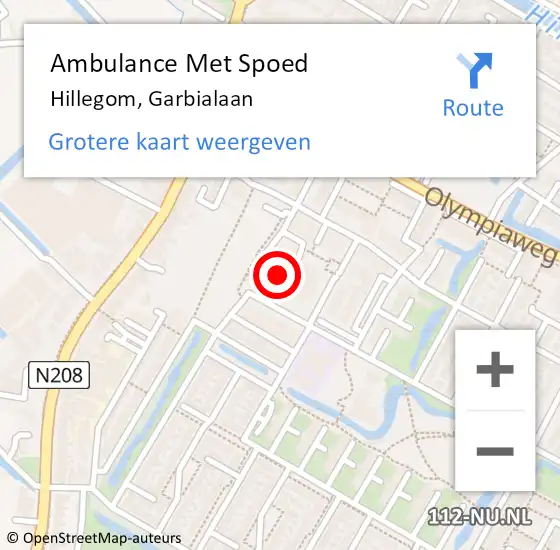 Locatie op kaart van de 112 melding: Ambulance Met Spoed Naar Hillegom, Garbialaan op 11 maart 2024 10:07