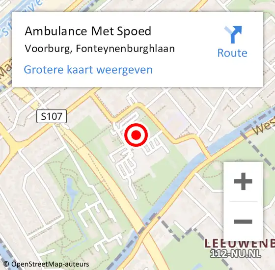 Locatie op kaart van de 112 melding: Ambulance Met Spoed Naar Voorburg, Fonteynenburghlaan op 11 maart 2024 10:08