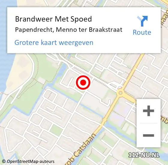 Locatie op kaart van de 112 melding: Brandweer Met Spoed Naar Papendrecht, Menno ter Braakstraat op 11 maart 2024 10:20