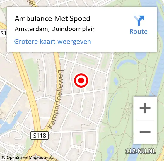 Locatie op kaart van de 112 melding: Ambulance Met Spoed Naar Amsterdam, Duindoornplein op 11 maart 2024 10:26