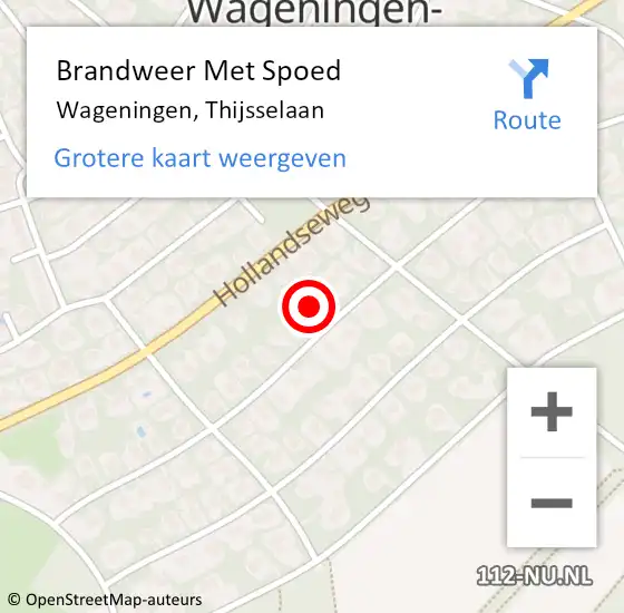 Locatie op kaart van de 112 melding: Brandweer Met Spoed Naar Wageningen, Thijsselaan op 11 maart 2024 10:48
