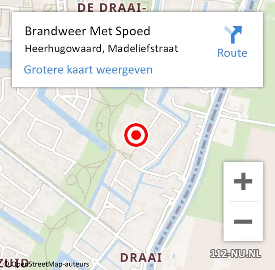 Locatie op kaart van de 112 melding: Brandweer Met Spoed Naar Heerhugowaard, Madeliefstraat op 11 maart 2024 10:48