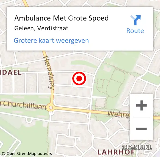 Locatie op kaart van de 112 melding: Ambulance Met Grote Spoed Naar Geleen, Verdistraat op 11 maart 2024 10:57