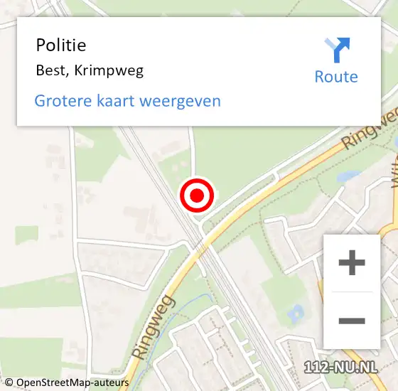 Locatie op kaart van de 112 melding: Politie Best, Krimpweg op 11 maart 2024 11:22