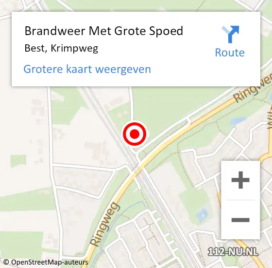 Locatie op kaart van de 112 melding: Brandweer Met Grote Spoed Naar Best, Krimpweg op 11 maart 2024 11:22