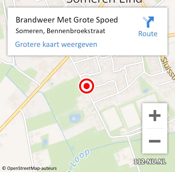 Locatie op kaart van de 112 melding: Brandweer Met Grote Spoed Naar Someren, Bennenbroekstraat op 11 maart 2024 11:25