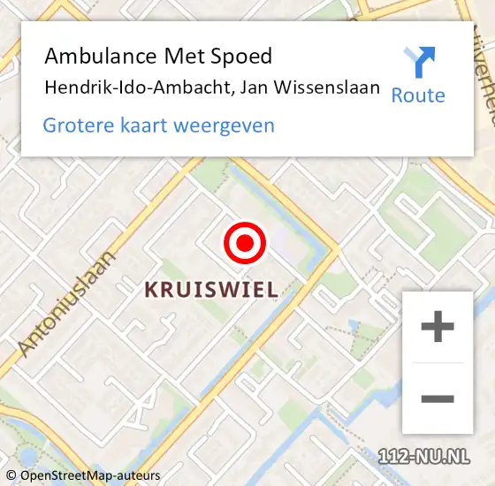 Locatie op kaart van de 112 melding: Ambulance Met Spoed Naar Hendrik-Ido-Ambacht, Jan Wissenslaan op 11 maart 2024 11:26