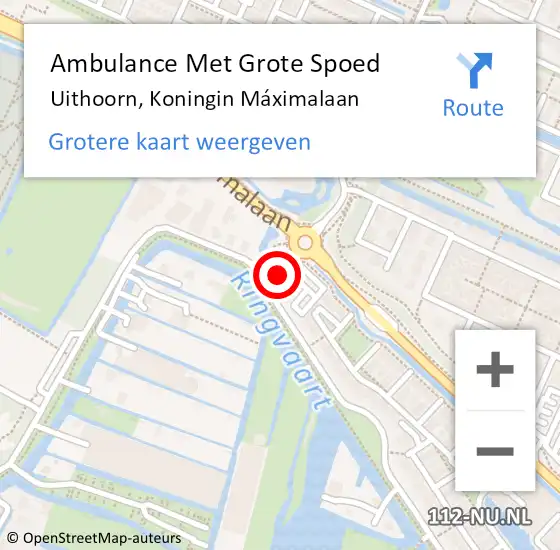Locatie op kaart van de 112 melding: Ambulance Met Grote Spoed Naar Uithoorn, Koningin Máximalaan op 11 maart 2024 11:29