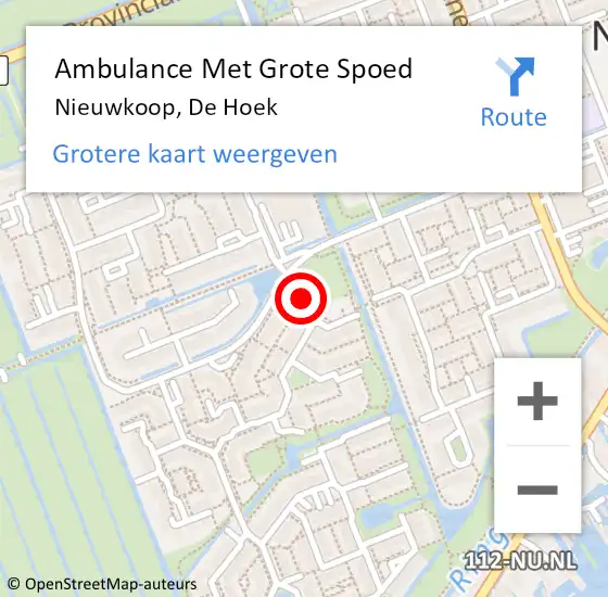 Locatie op kaart van de 112 melding: Ambulance Met Grote Spoed Naar Nieuwkoop, De Hoek op 11 maart 2024 11:33