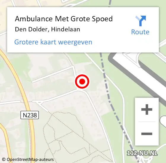 Locatie op kaart van de 112 melding: Ambulance Met Grote Spoed Naar Den Dolder, Hindelaan op 16 oktober 2013 00:07