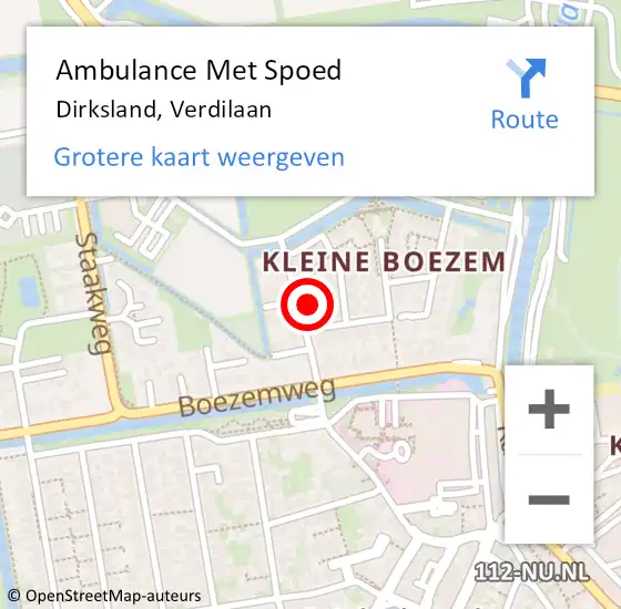 Locatie op kaart van de 112 melding: Ambulance Met Spoed Naar Dirksland, Verdilaan op 11 maart 2024 11:50