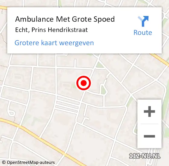 Locatie op kaart van de 112 melding: Ambulance Met Grote Spoed Naar Echt, Prins Hendrikstraat op 11 maart 2024 11:53