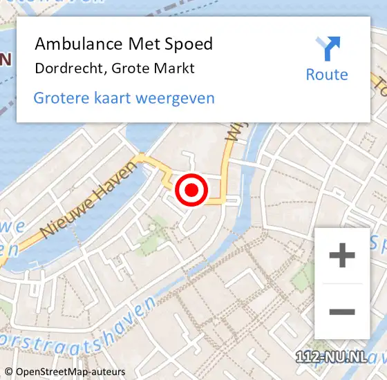 Locatie op kaart van de 112 melding: Ambulance Met Spoed Naar Dordrecht, Grote Markt op 11 maart 2024 12:03