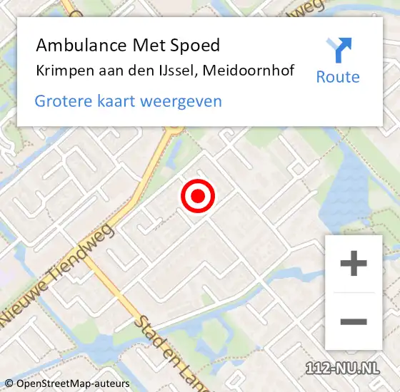 Locatie op kaart van de 112 melding: Ambulance Met Spoed Naar Krimpen aan den IJssel, Meidoornhof op 11 maart 2024 12:21