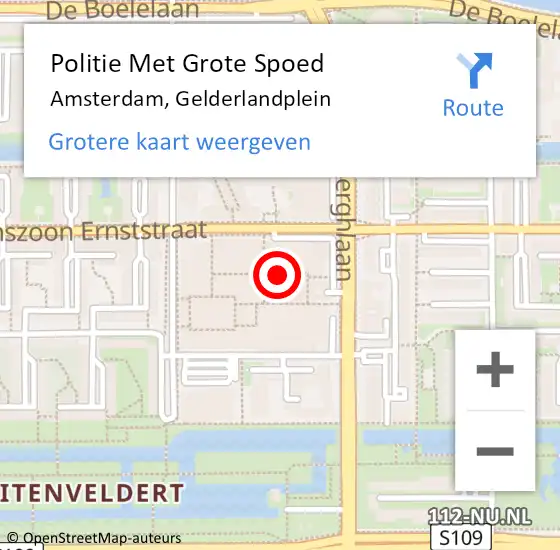 Locatie op kaart van de 112 melding: Politie Met Grote Spoed Naar Amsterdam, Gelderlandplein op 11 maart 2024 12:52