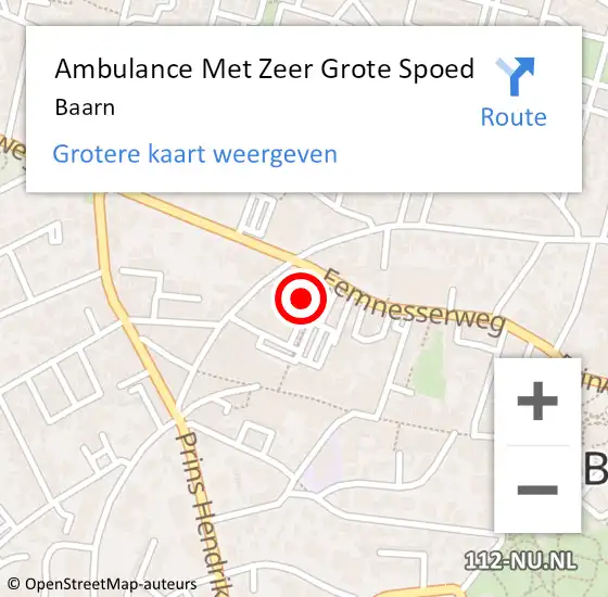 Locatie op kaart van de 112 melding: Ambulance Met Zeer Grote Spoed Naar Baarn op 11 maart 2024 13:05