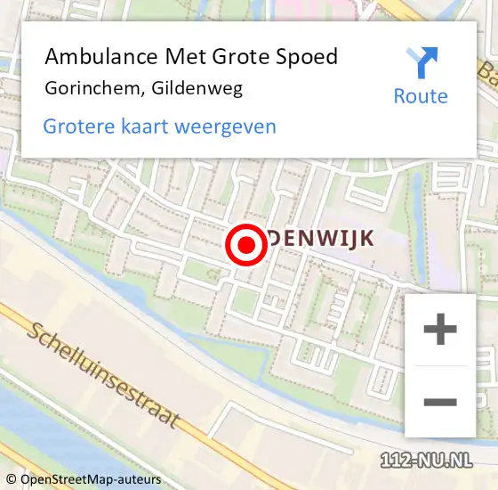 Locatie op kaart van de 112 melding: Ambulance Met Grote Spoed Naar Gorinchem, Gildenweg op 11 maart 2024 13:06