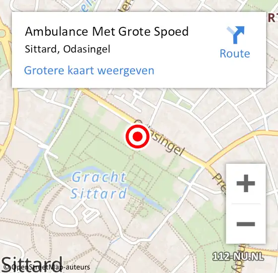 Locatie op kaart van de 112 melding: Ambulance Met Grote Spoed Naar Sittard, Odasingel op 11 maart 2024 13:39