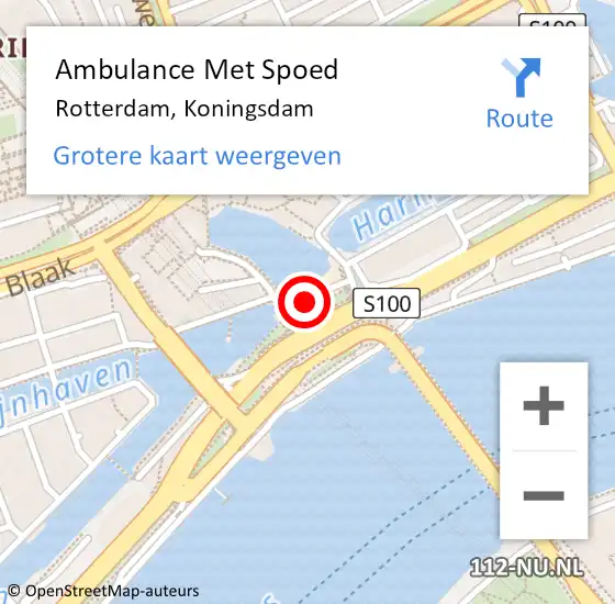 Locatie op kaart van de 112 melding: Ambulance Met Spoed Naar Rotterdam, Koningsdam op 11 maart 2024 14:31