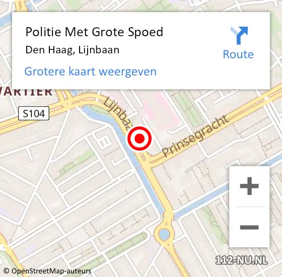 Locatie op kaart van de 112 melding: Politie Met Grote Spoed Naar Den Haag, Lijnbaan op 11 maart 2024 14:33