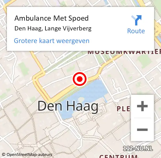 Locatie op kaart van de 112 melding: Ambulance Met Spoed Naar Den Haag, Lange Vijverberg op 11 maart 2024 14:50