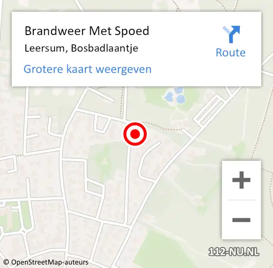 Locatie op kaart van de 112 melding: Brandweer Met Spoed Naar Leersum, Bosbadlaantje op 11 maart 2024 14:55