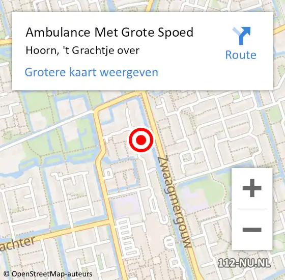 Locatie op kaart van de 112 melding: Ambulance Met Grote Spoed Naar Hoorn, 't Grachtje over op 11 maart 2024 15:05