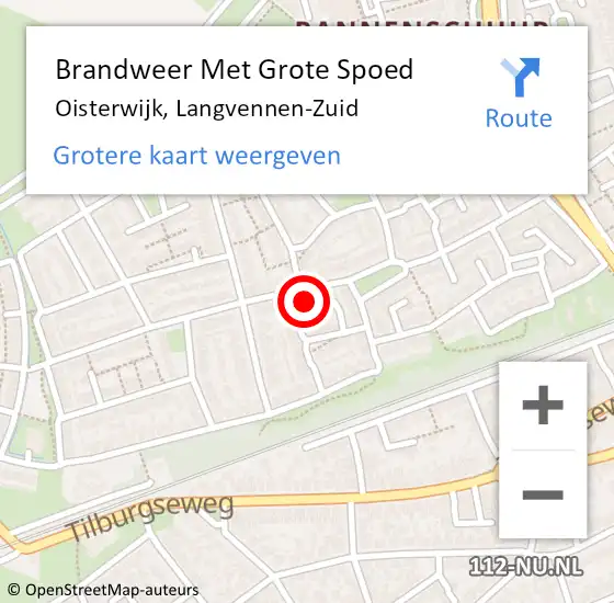 Locatie op kaart van de 112 melding: Brandweer Met Grote Spoed Naar Oisterwijk, Langvennen-Zuid op 11 maart 2024 16:28