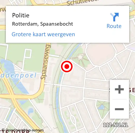 Locatie op kaart van de 112 melding: Politie Rotterdam, Spaansebocht op 11 maart 2024 16:32