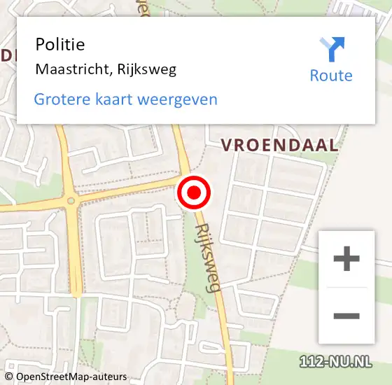 Locatie op kaart van de 112 melding: Politie Maastricht, Rijksweg op 11 maart 2024 16:46