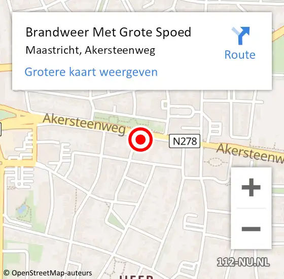 Locatie op kaart van de 112 melding: Brandweer Met Grote Spoed Naar Maastricht, Akersteenweg op 11 maart 2024 16:47