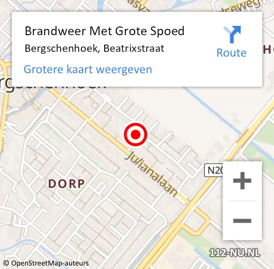 Locatie op kaart van de 112 melding: Brandweer Met Grote Spoed Naar Bergschenhoek, Beatrixstraat op 11 maart 2024 17:04