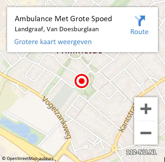 Locatie op kaart van de 112 melding: Ambulance Met Grote Spoed Naar Landgraaf, Van Doesburglaan op 28 september 2014 20:36